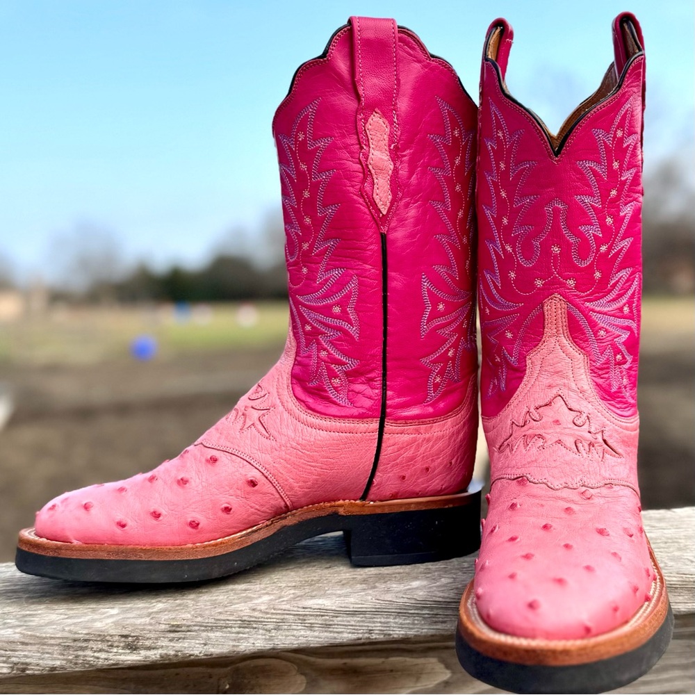 Lucchese Pink Heeled Boots - Picture 2 of 11